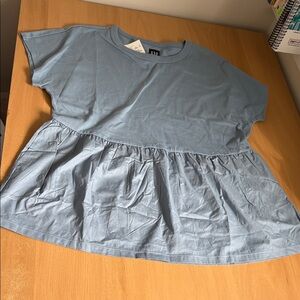 NWT GAP Dusty Blue Peplum Short Sleeve Tee